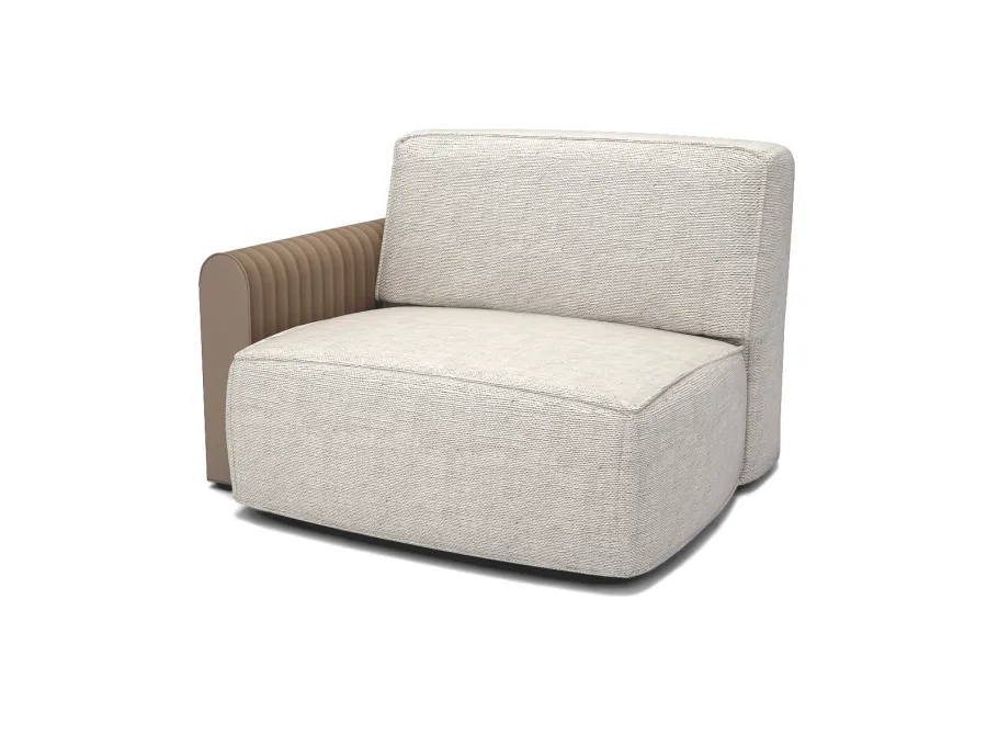 obrazek 1 Elitarna sofa jednoosobowa BOSTON ze skórzanym ramieniem - Collecion Alexandra