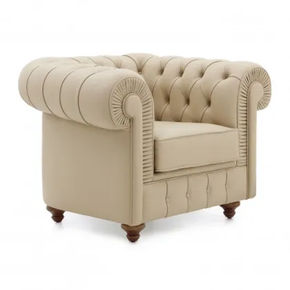 Zdjęcie Beżowy luksusowy fotel w stylu Chesterfield- Sevensedie