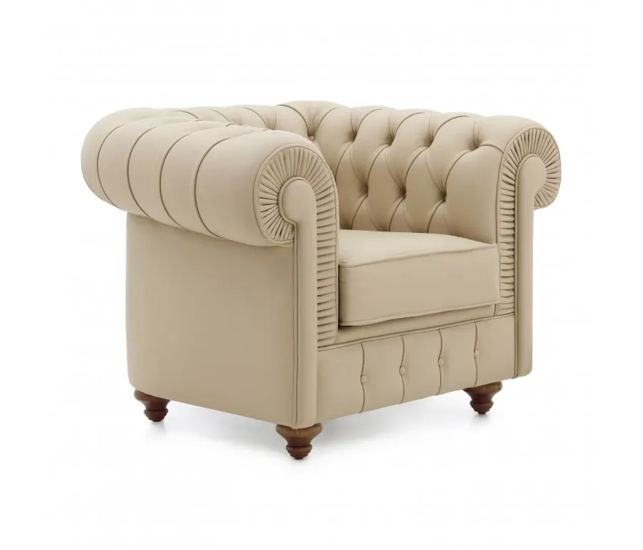 obrazek 1 Beżowy luksusowy fotel w stylu Chesterfield- Sevensedie
