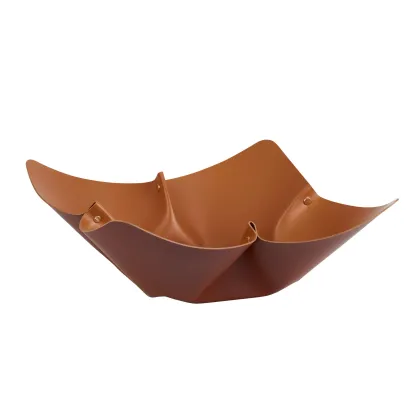 Zdjęcie Bordowa misa na owoce Ø45 cm wykonana ze skóry