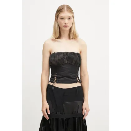 Zdjęcie Andersson Bell top Isla Shirred Crop Bustier kolor czarny gładka atb1190w