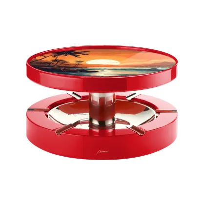 Picture Original ashtray made of wood, stainless steel and glass