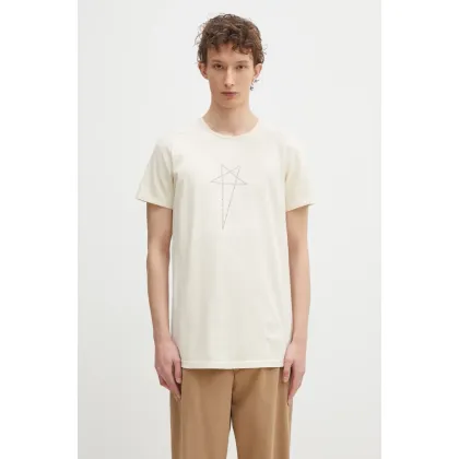Zdjęcie Rick Owens t-shirt bawełniany Level T męski kolor beżowy z nadrukiem DU01E3250.RNNP3P