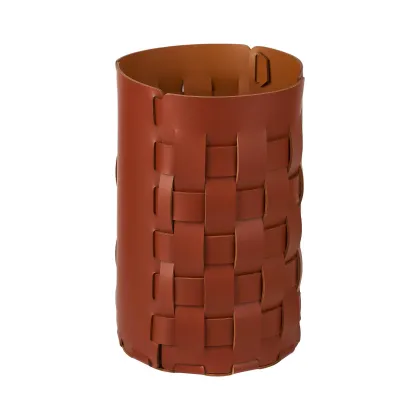 Zdjęcie Bordowy skórzany koszyk Bottega Ø22хH35 cm