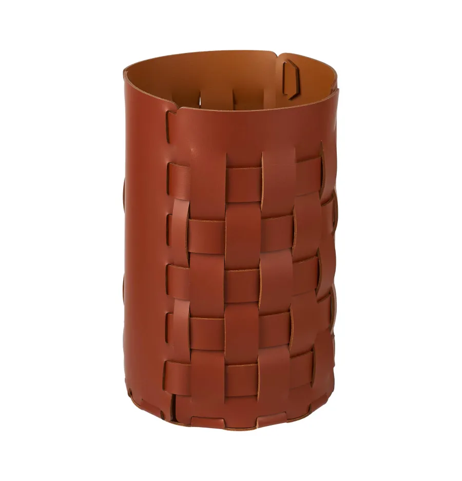 obrazek 1 Bordowy skórzany koszyk Bottega Ø22хH35 cm