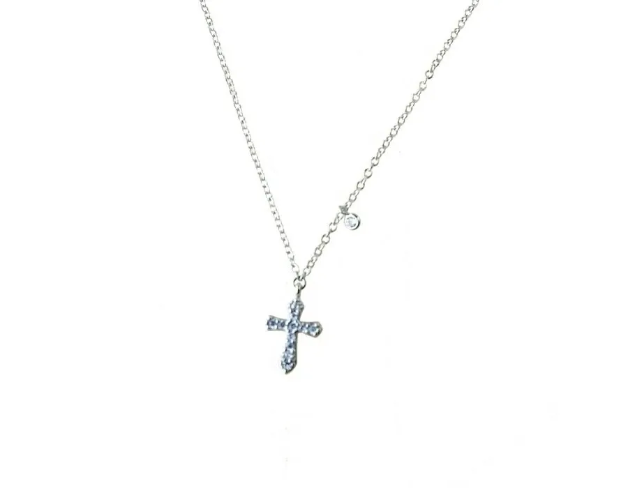 obrazek 1 Łańcuszek Belcher z zawieszką w kształcie krzyża z cyrkoniami 10x8 mm. i długość punktu świetlnego cm.42