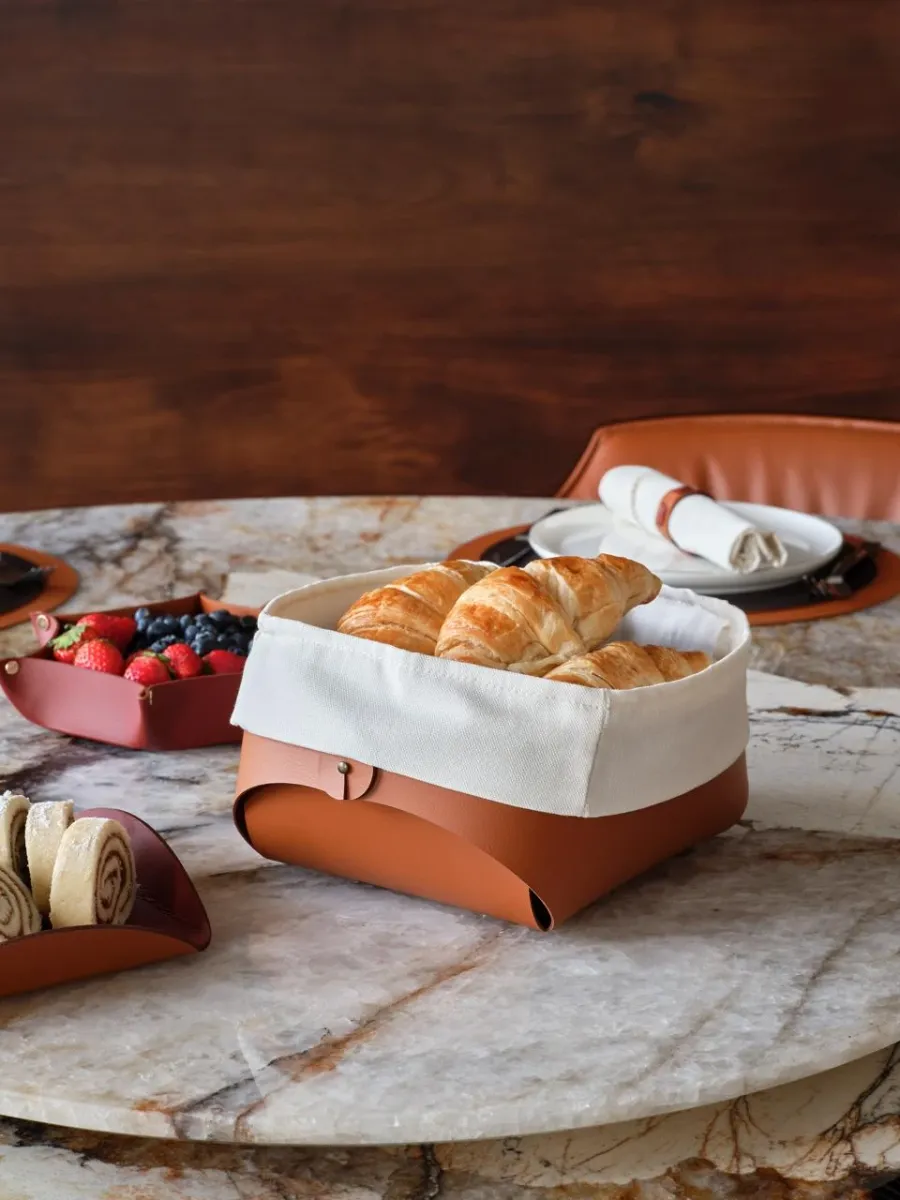 obrazek 2 Stylowy koszyk na chleb Flora z bawełnianym workiem w kolorze musztardowym