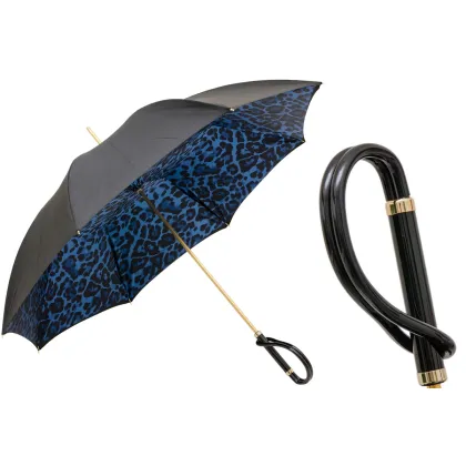 Zdjęcie Wyjątkowy czarny parasol damski zdobiony animalistycznym wzorem – Pasotti