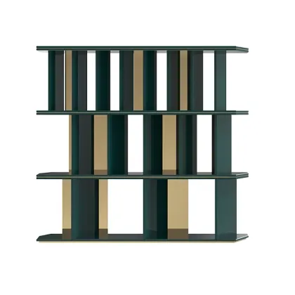 Picture Bookcase made of wood and polished brass - Outline