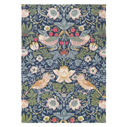 Zdjęcie Stylowy niebiesko zielony dywan w kwiaty - STRAWBERRY THIEF INDIGO 27708