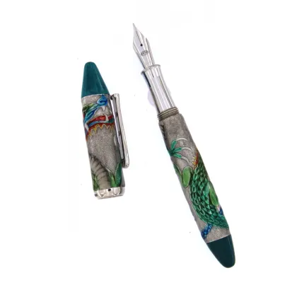 Zdjęcie Pióro wieczne Dragon in Solid Silver 925 and Sapphires - Urso