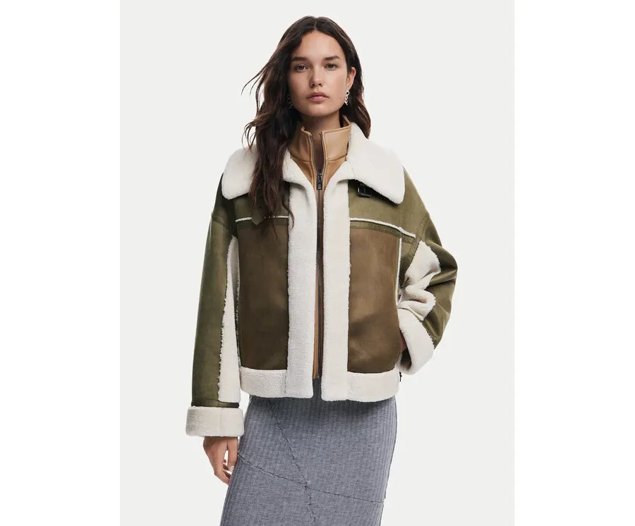 obrazek 1 Desigual Kożuch Chaq 24WWEWB7 Khaki Regular Fit