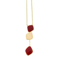 Picture Elegant Necklace 18K Gold Plated Silver Pink Burgundy Nail Polish