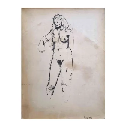 Picture Renato Guttuso Nude of a Woman Rome 1952 ink drawing on paper
