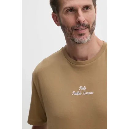 Zdjęcie Polo Ralph Lauren t-shirt bawełniany męski kolor brązowy gładki