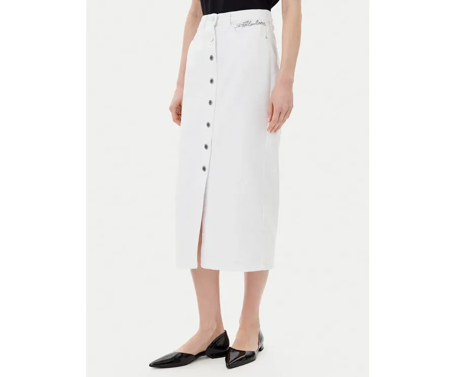 obrazek 1 KARL LAGERFELD Spódnica jeansowa A2W12020 Biały Regular Fit