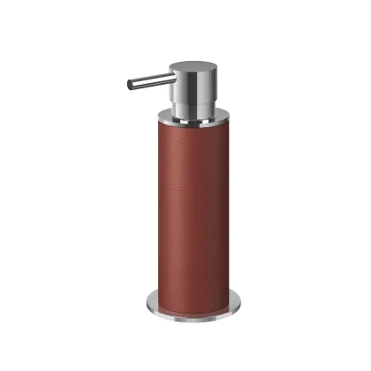 Picture Stylish burgundy dispenser Ø7xH19 cm with chrome finish