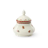 Zdjęcie Wyjątkowy słoik z porcelany w kolorze kości słoniowej zdobiony świątecznym motywem – Leander