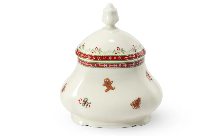 obrazek 1 Wyjątkowy słoik z porcelany w kolorze kości słoniowej zdobiony świątecznym motywem – Leander