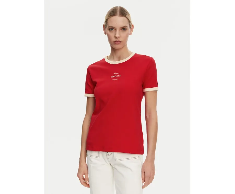 obrazek 1 Tommy Hilfiger T-Shirt Monotype WW0WW44586 Czerwony Regular Fit