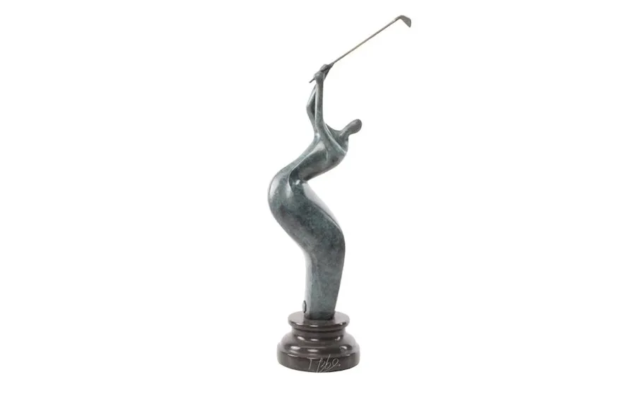 obrazek 1 Luksusowa modernistyczna rzeźba przedstawiająca golfistę z brązu