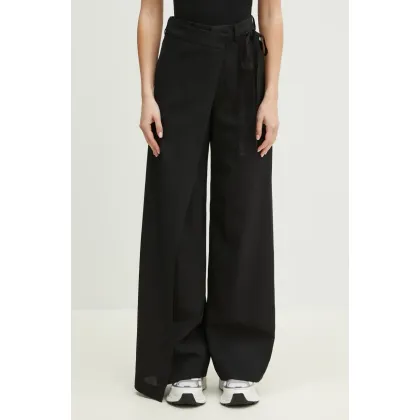 Zdjęcie MM6 Maison Margiela spodnie wełniane damskie kolor czarny szerokie high waist S52KA0518