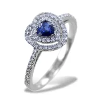 Picture Italian ring with a beautiful sapphire heart and diamonds