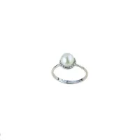 Picture Italian ring with pearl and zircons