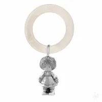 Picture Silver baby rattle with a little girl motif - Zaramella Argenti