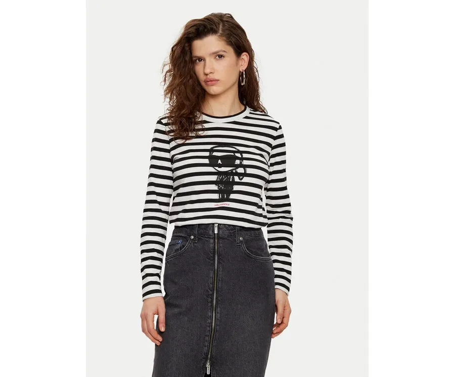 obrazek 1 KARL LAGERFELD Bluzka A1W17137 Czarny Regular Fit