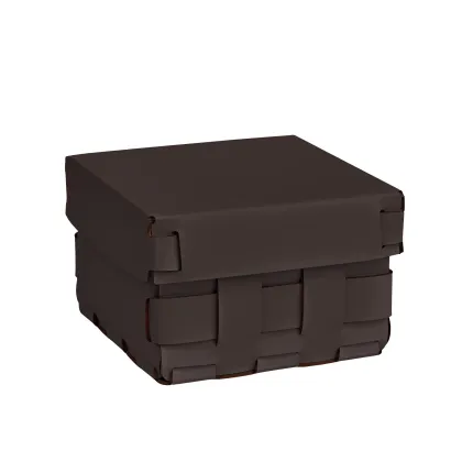 Zdjęcie Wyjątkowy skórzany kosz Bottega 19x19xH13 cm w kolorze czekoladowym