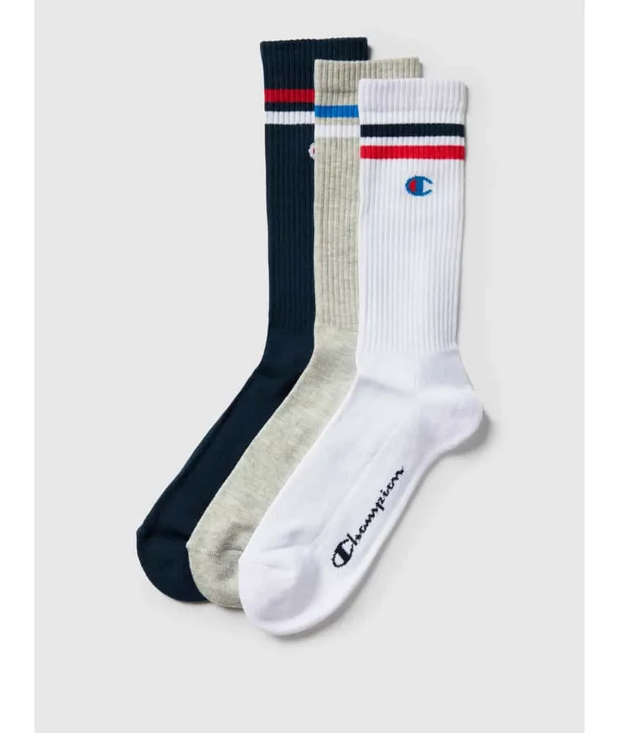 obrazek 1 Skarpety z paskami w kontrastowym kolorze w zestawie 3 szt. model ‘Crew Socks’