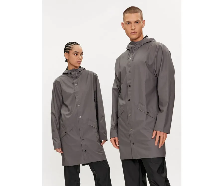 obrazek 1 Rains Kurtka przeciwdeszczowa Long Jacket W3 12020 Szary Regular Fit