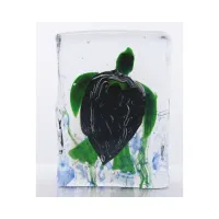 Zdjęcie Szklane akwarium z dekoracjami morskimi wewnątrz