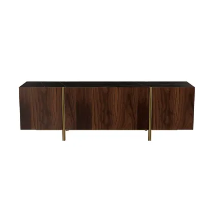 Picture Fashionable sideboard made of brass, veneer and marble - Outline