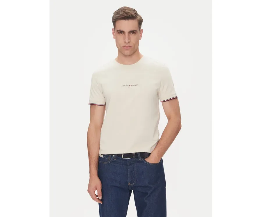 obrazek 1 Tommy Hilfiger T-Shirt Logo MW0MW32584 Beżowy Regular Fit