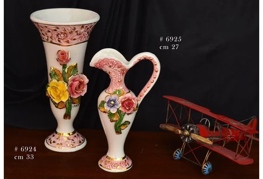obrazek 1 Piękna amfora i wazon ceramiczny ze złoto-różowymi zdobieniami