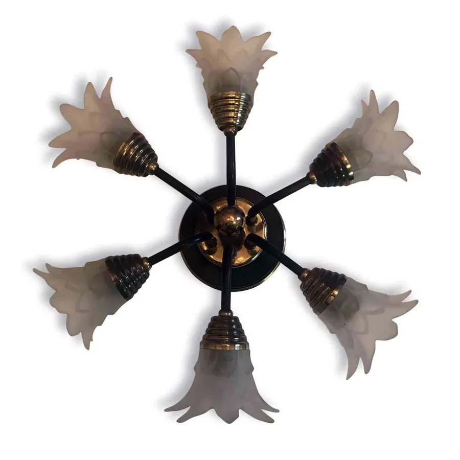 obrazek 3 Vintage lampa sufitowa z 6 punktami z malowanego żelaza