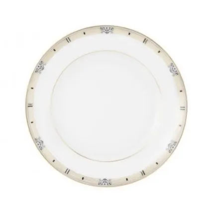 Zdjęcie Luksusowy okrągły porcelanowy talerz o subtelnym złotym zdobieniu – Tettau