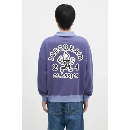 Zdjęcie ICECREAM bluza bawełniana Cone Man Quarter Zip męska kolor fioletowy z nadrukiem IC24332