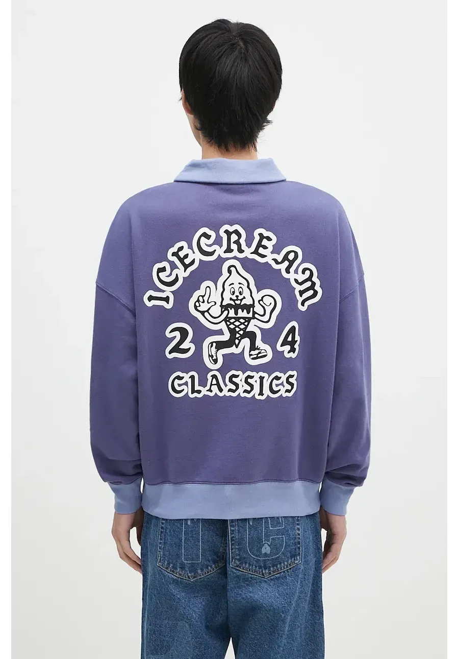 obrazek 1 ICECREAM bluza bawełniana Cone Man Quarter Zip męska kolor fioletowy z nadrukiem IC24332