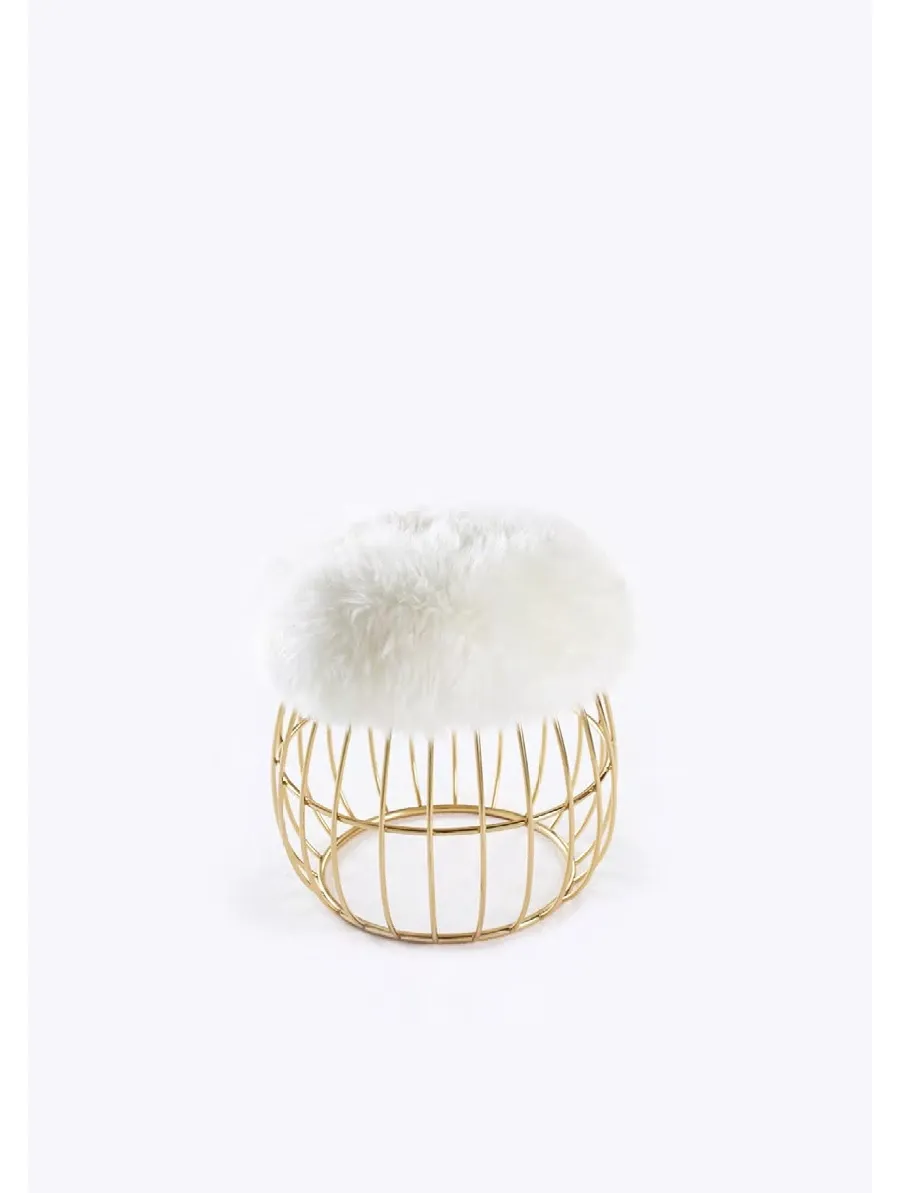 picture 1 Luxurious stool with a real sheepskin coat on the seat – Ottiu brand