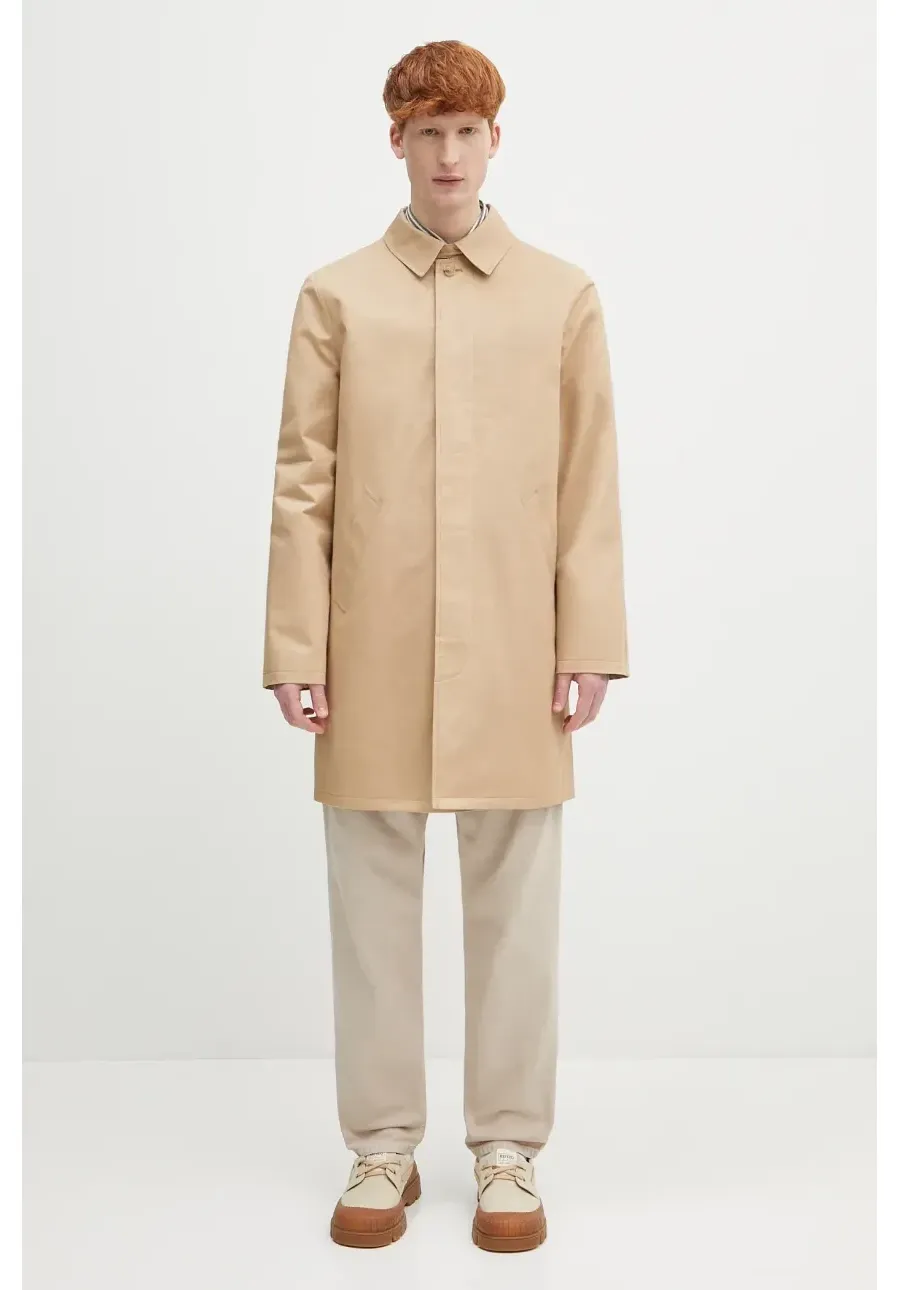obrazek 1 A.P.C. płaszcz bawełniany mac ville kolor beżowy przejściowy COZBA.H01103