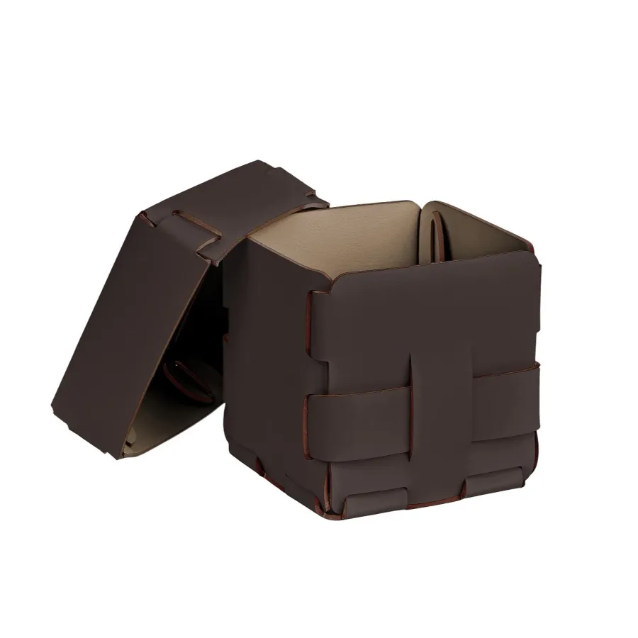 obrazek 2 Stylowy koszyk Bottega 12x12xH13 cm w kolorze czekoladowym