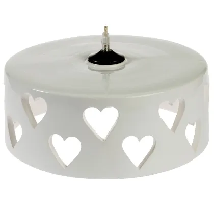 Picture Italian white chandelier with hearts made of ceramics - Virginia Casa