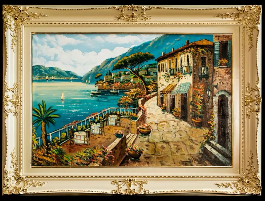 obrazek 1 Solidna rama z obrazem olejnym wykonana ręcznie przez neapolitańskich artystów - 85x115 cm