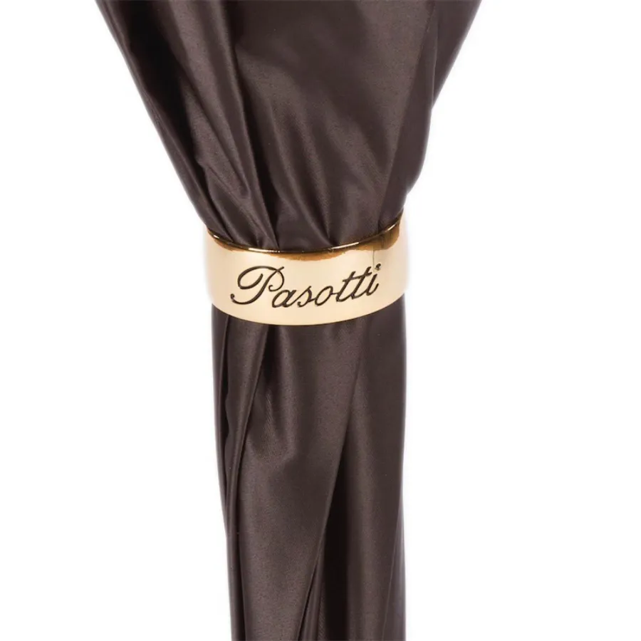 obrazek 6 Stylowy parasol damski w kolorze brązowym zdobiony żółtymi i czerwonymi różami - Pasotti