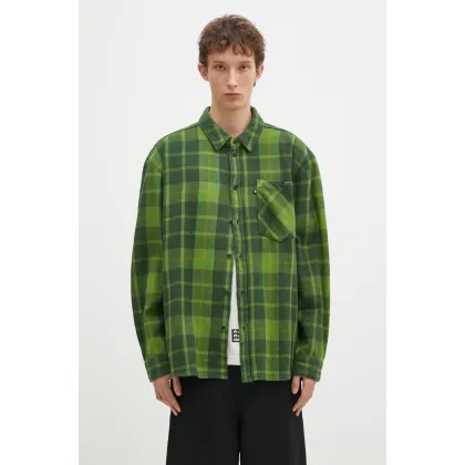 Zdjęcie Wood Wood koszula bawełniana Day Heavy Flannel Shirt GOTS męska kolor zielony relaxed 10325302.5167