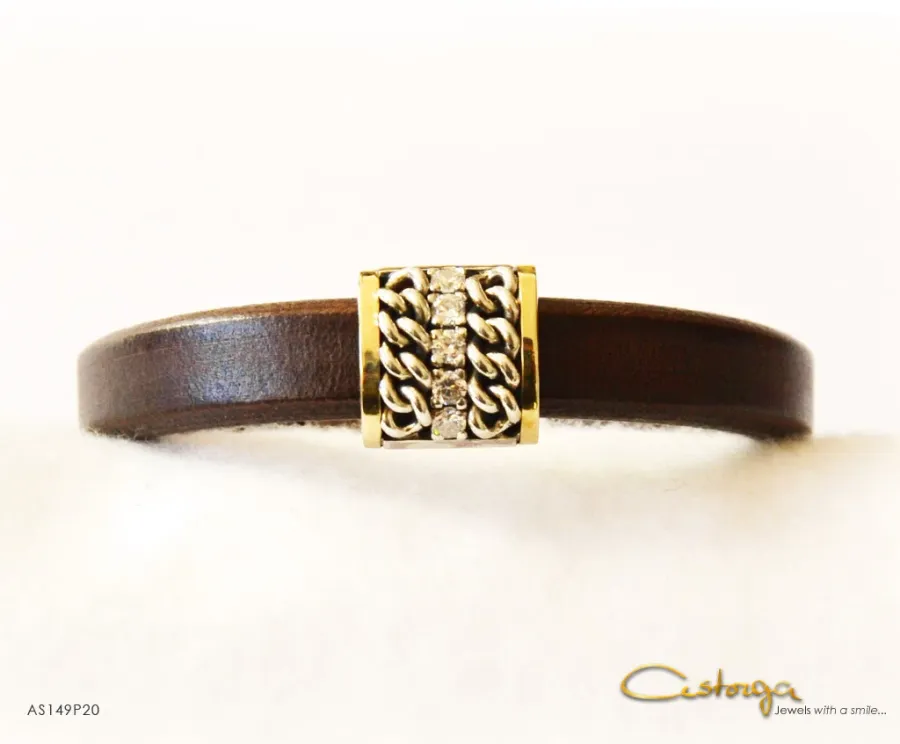 picture 3 Leather bracelet with fine details made of gold and silver