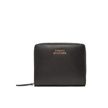 Zdjęcie Tommy Hilfiger Mały Portfel Damski Th Leather Slg Med Za Flap AW0AW17499 Czarny